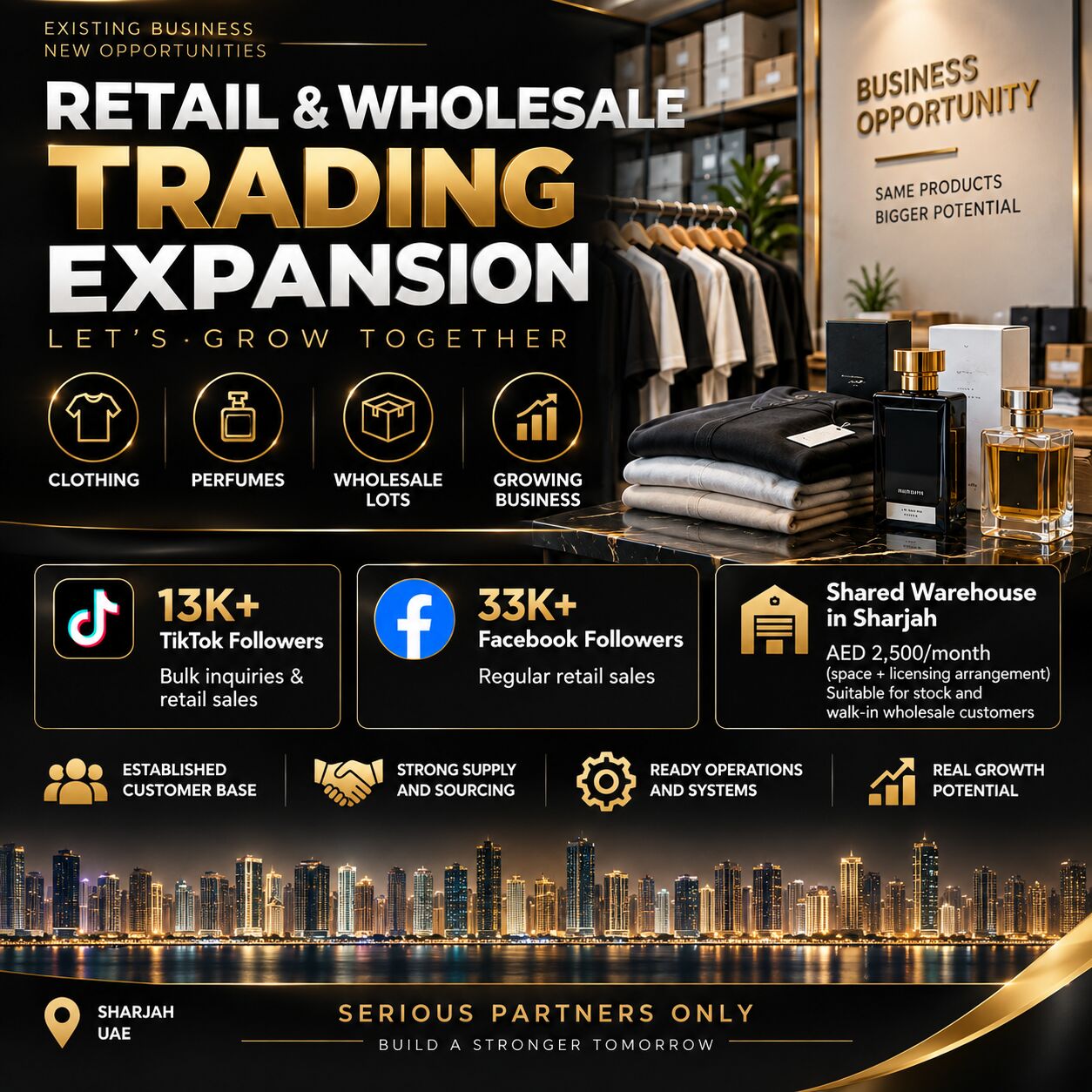 Dubai, Business Partners, Looking For Working/Silent Investor For Wholesale Business