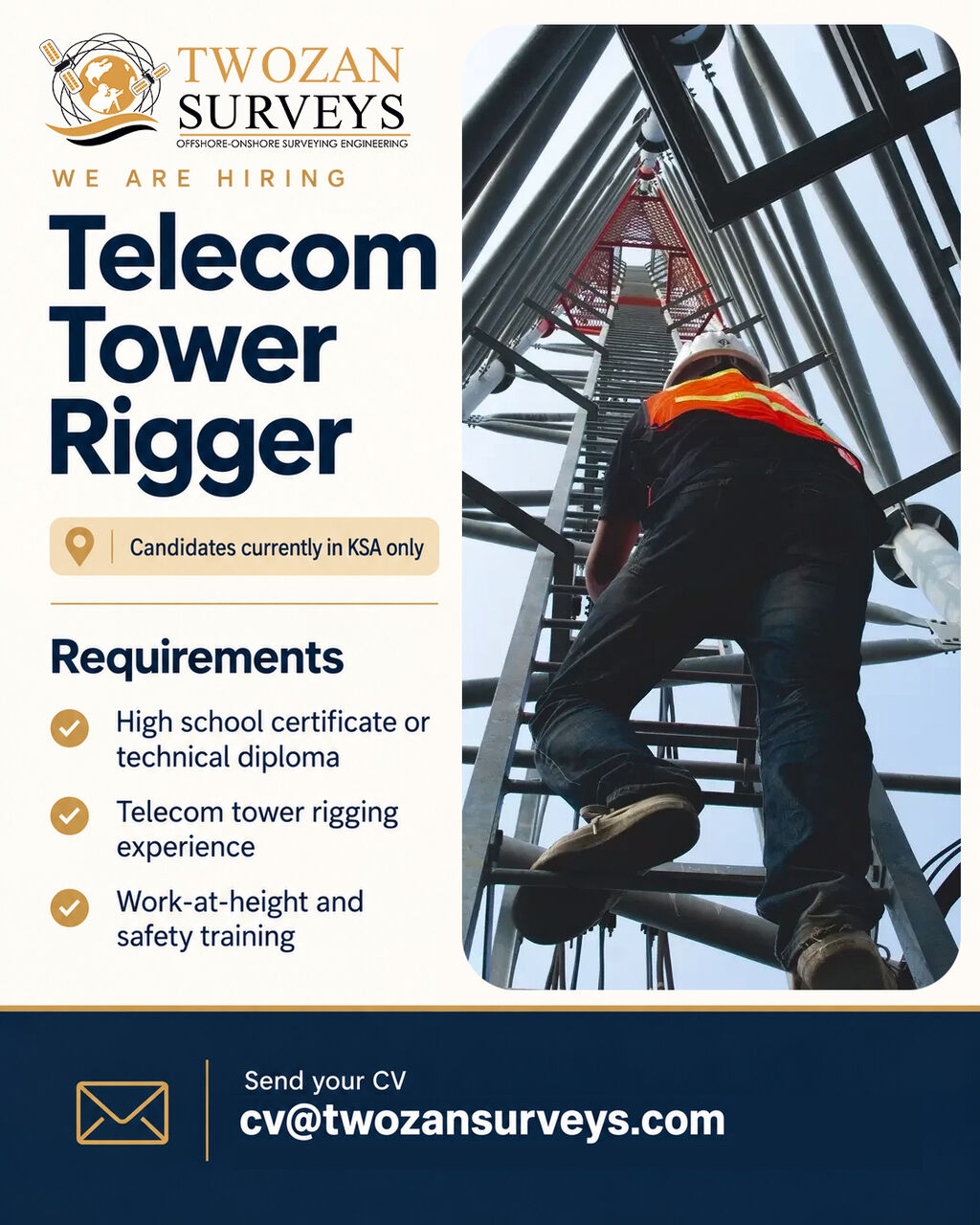 Riyadh, Jobs, Telecom Tower Rigger