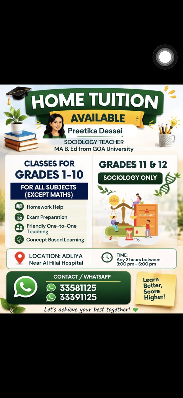 Adliya, Lessons Offered, Tution Classes