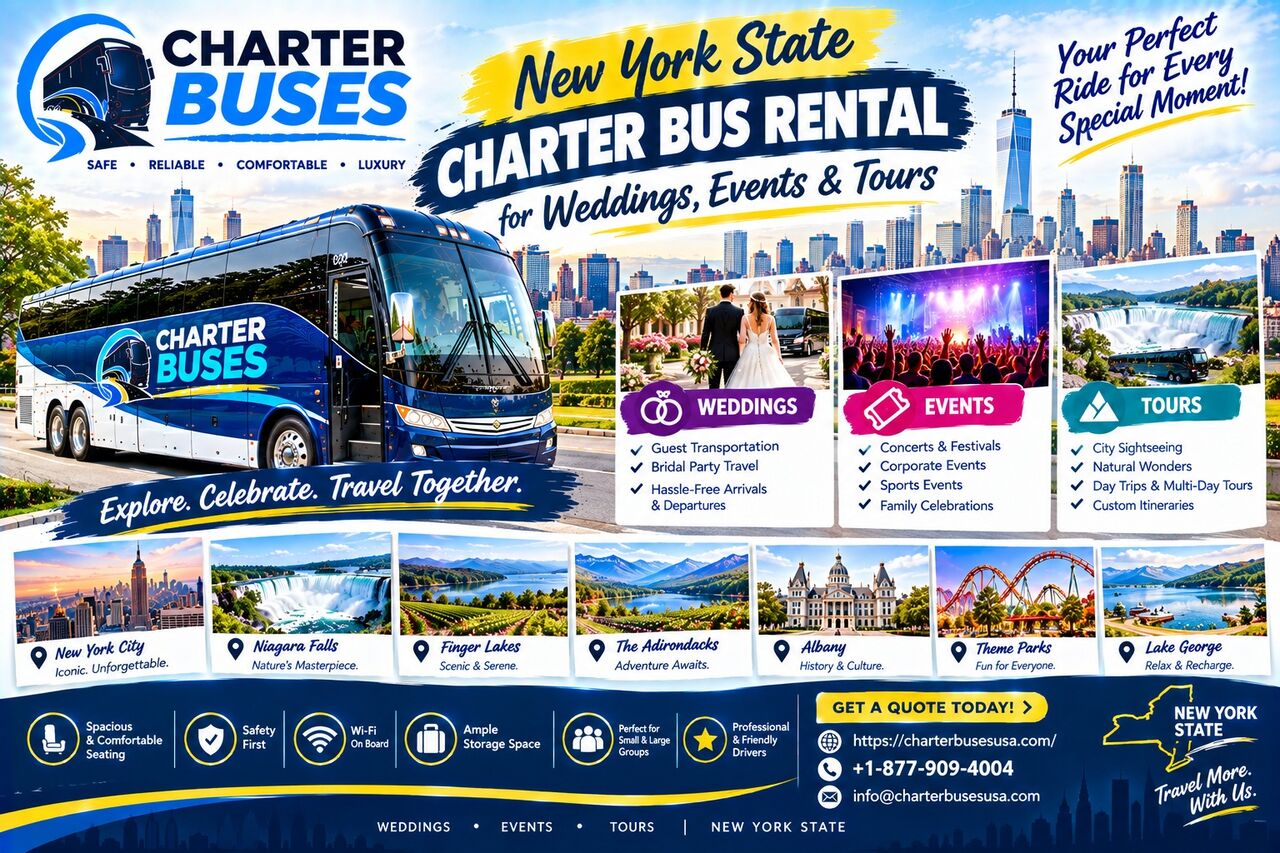 New York, Travel, New York State Charter Bus Rental For Weddings, Events & Tours