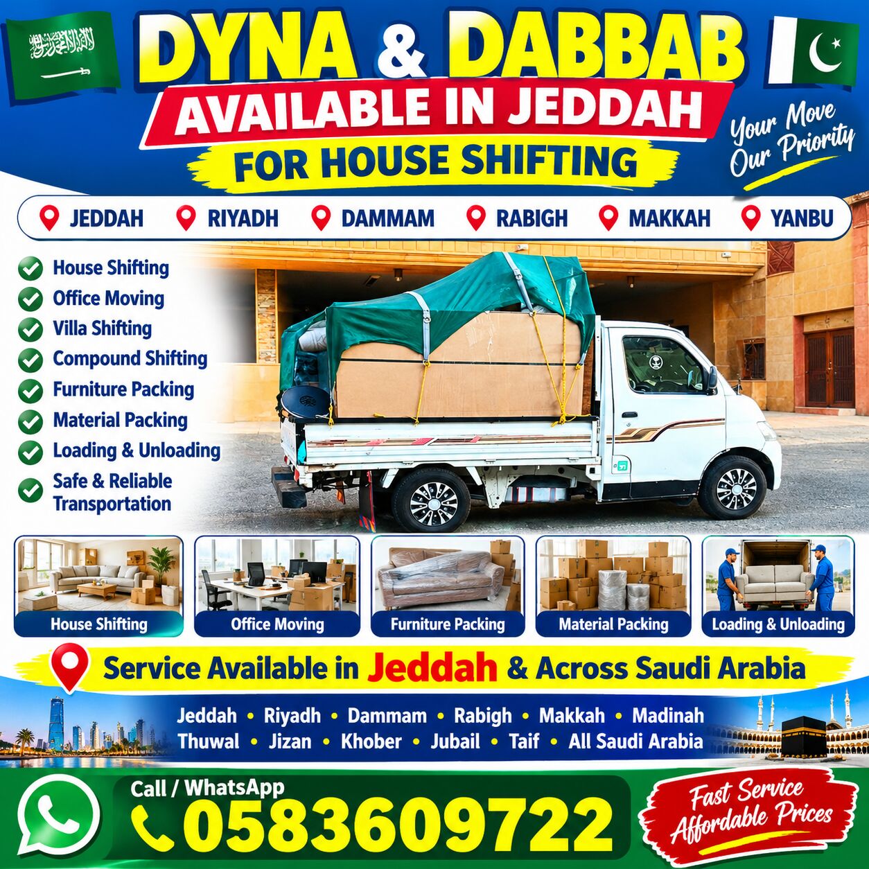 Yanbu, Labor/Moving, Pakistani Professional House Office Furniture Moving Shifting Yanbu Makkah 0583609722