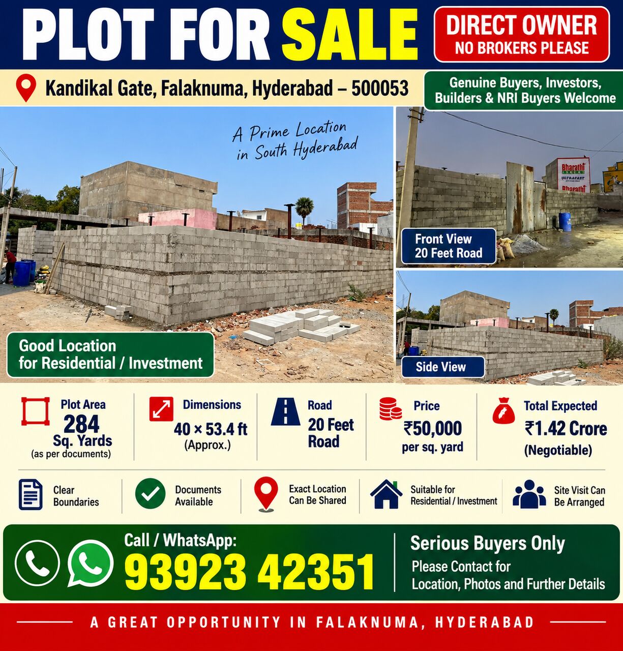 Hyderabad, Residential Plots, INR 50000,  700 Sq. Yard,  Plot For Sale And Development Of Building