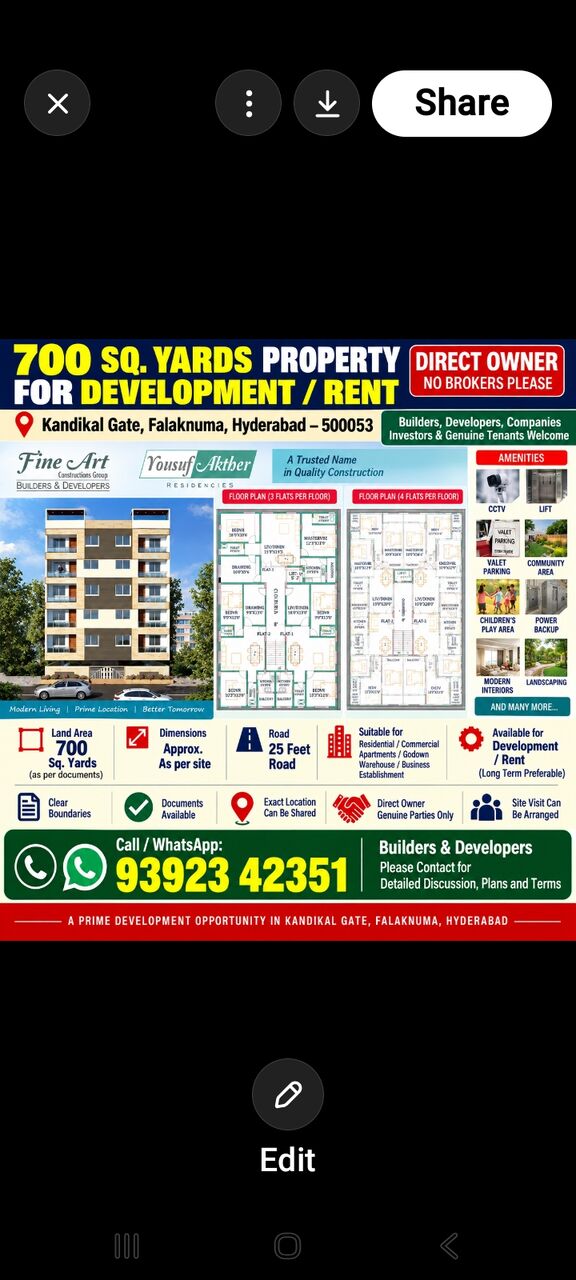 Hyderabad, Residential Plots, INR 50000,  700 Sq. Yard,  Plot For Sale And Development Of Building
