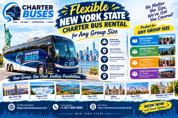 New York, Travel, Flexible New York State Charter Bus Rental For Any Group Size