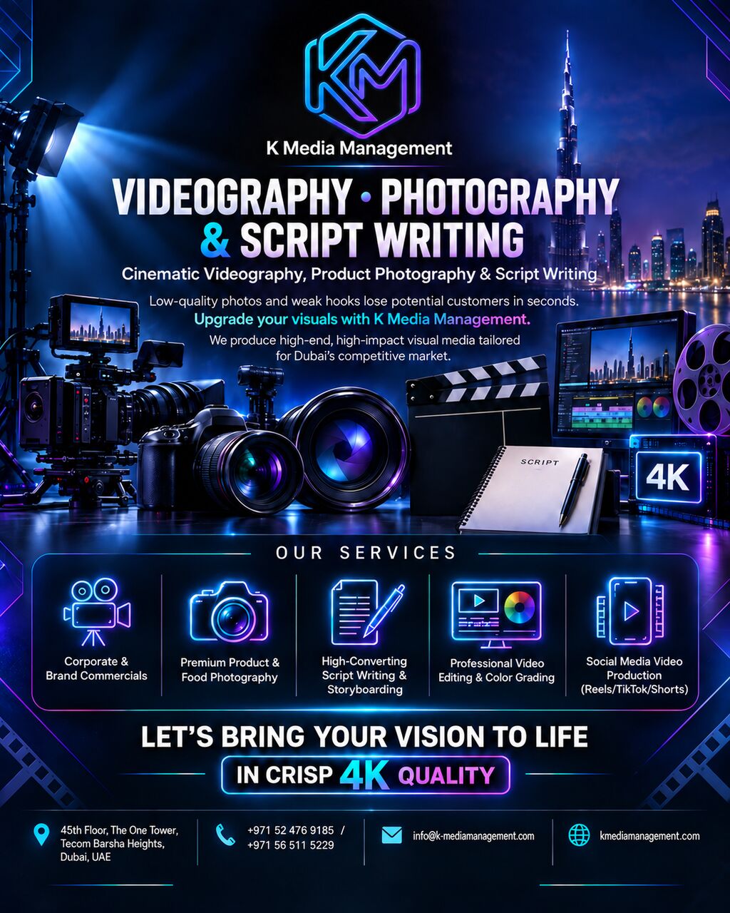 Dubai, Marketing, Corporate Videography & Product Photography Dubai | K Media