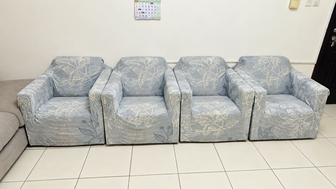 Jubail, Furniture, SAR 1350,  Furniture For Sale &ndash; L Shape Sofa, 4 Single Sofas, Glass Table & Wooden Table &ndash; FOZ Jubail