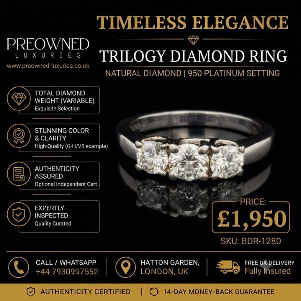 London, Jewelry, GBP 1950,  Pre-Owned Trilogy Diamond Ring Online Best Value UK