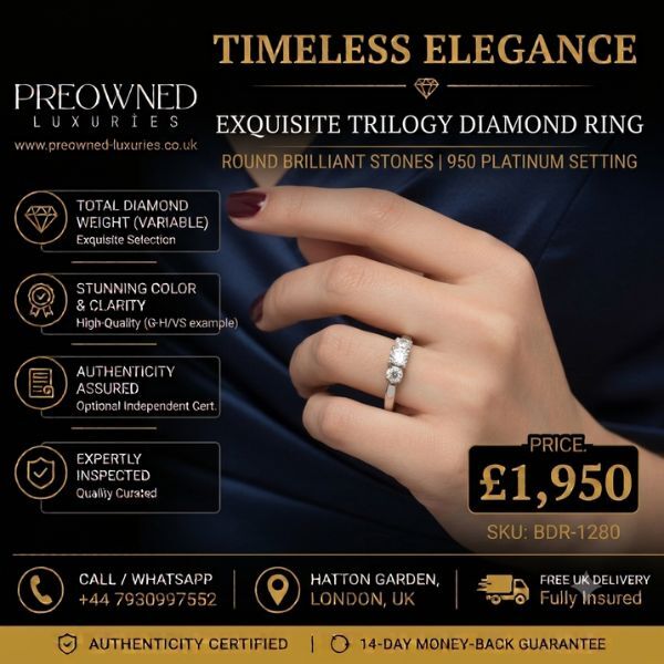 London, Jewelry, GBP 1950,  Pre-Owned Trilogy Diamond Ring Online Best Value UK