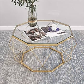 Riyadh, Furniture, SAR 499,  Brand: Generic  Modern Creative Coffee Table With Tempered Glass Desktop And Metal Base Li