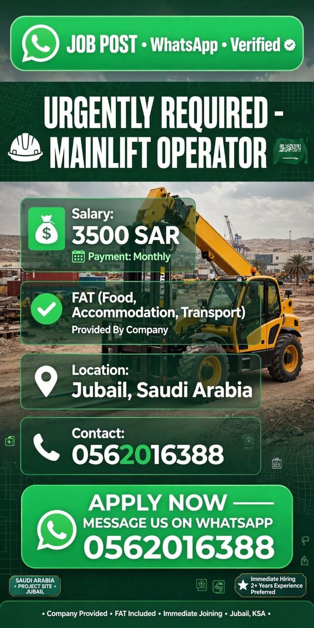 Jubail, Jobs, Mainlift Operator