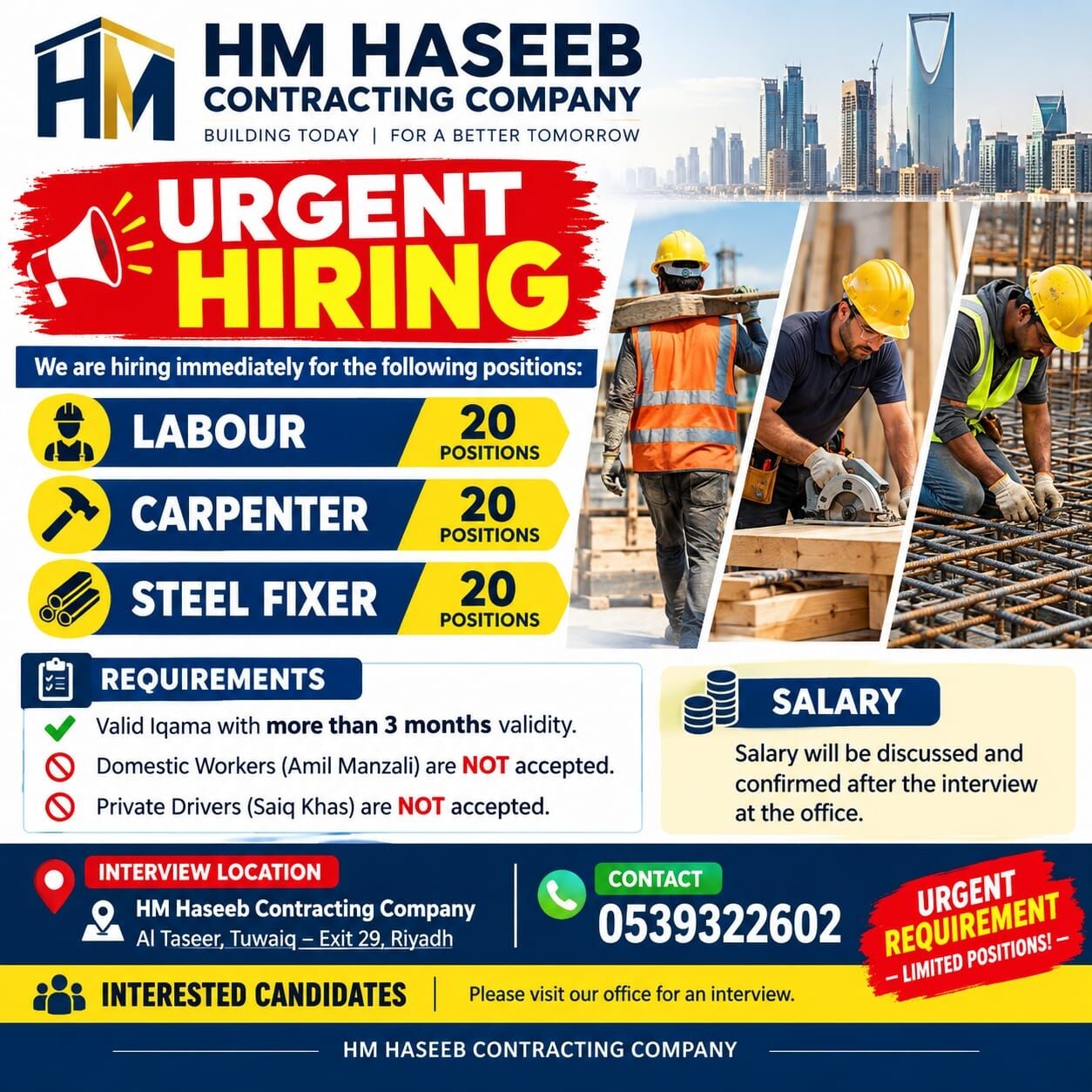 Riyadh, Jobs, Steel Fixer