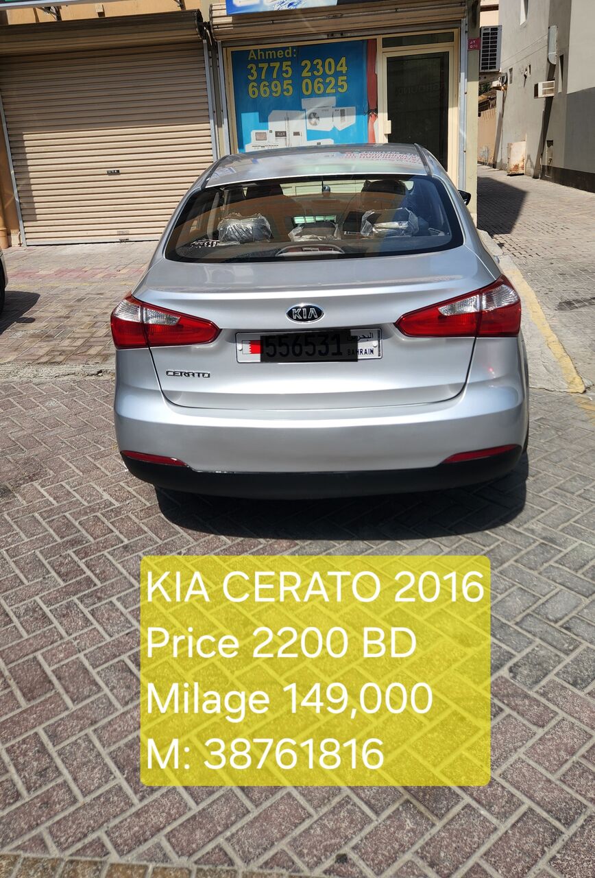 Sitra, Vehicles, Cars & Trucks , BHD 2200,  Kia Cerato,  2016,  Automatic,  149800 KM,    For Sale