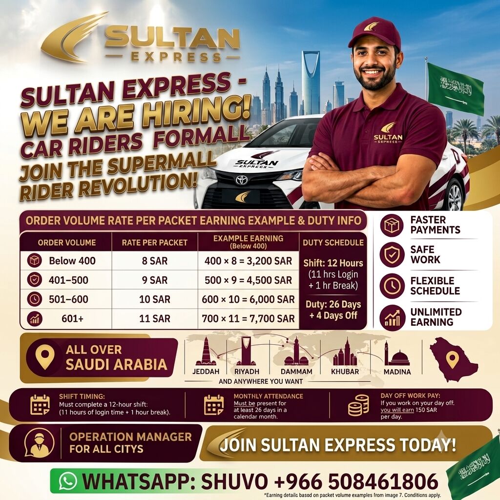 Jeddah, Food Delivery, Hiring Car Rider