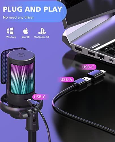 Riyadh, Electronics, SAR 75,  NJSJ USB Microphone - Condenser With Touch Mute, RGB - SAR 75 SAR