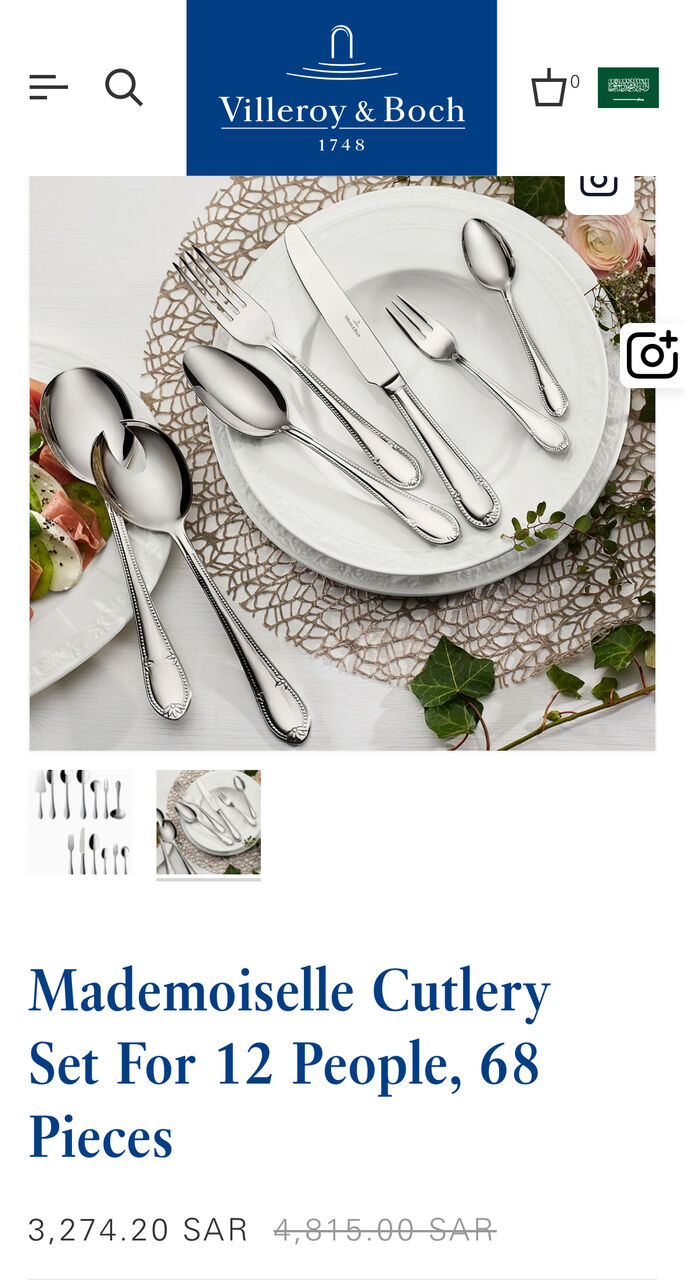 Riyadh, Appliances, SAR 1000,  Villeroy & Boch &ndash; Mademoiselle Cutlery Set (68-Piece / Service For 12)