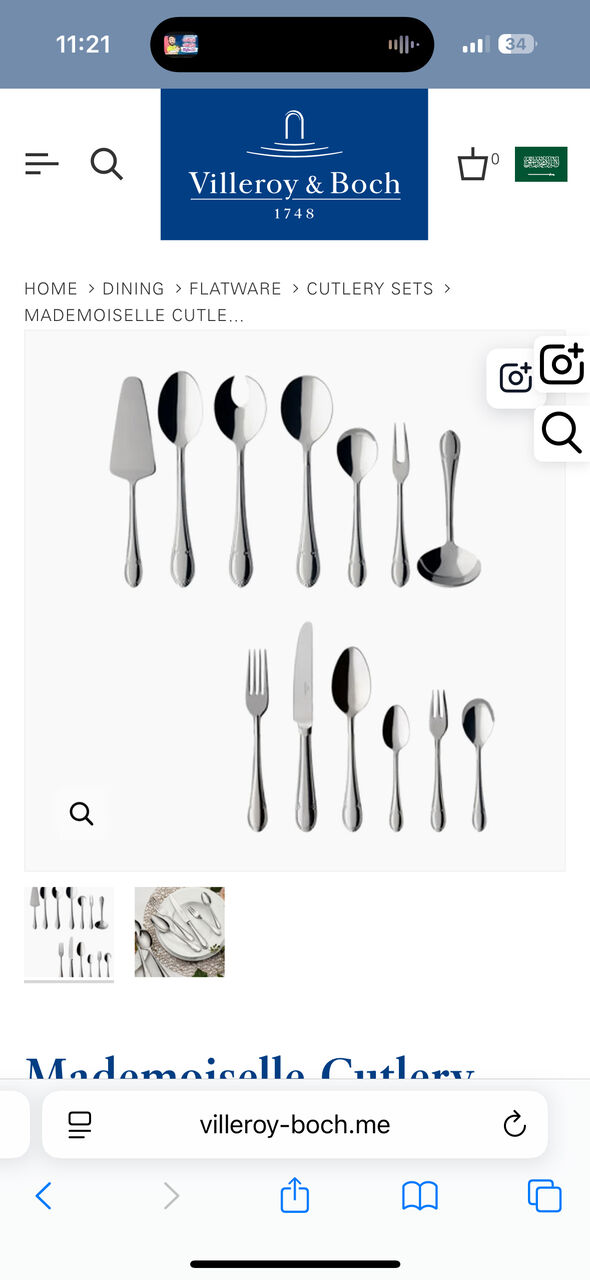 Riyadh, Appliances, SAR 1000,  Villeroy & Boch &ndash; Mademoiselle Cutlery Set (68-Piece / Service For 12)