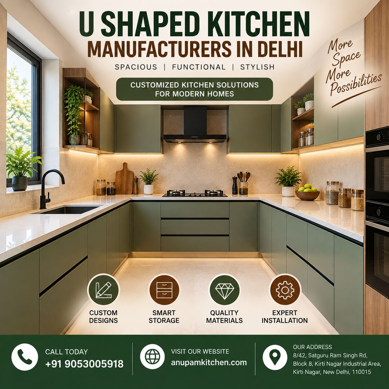 New Delhi, Household Items, INR 10000,  Modern U Shaped Kitchen Designs In Delhi