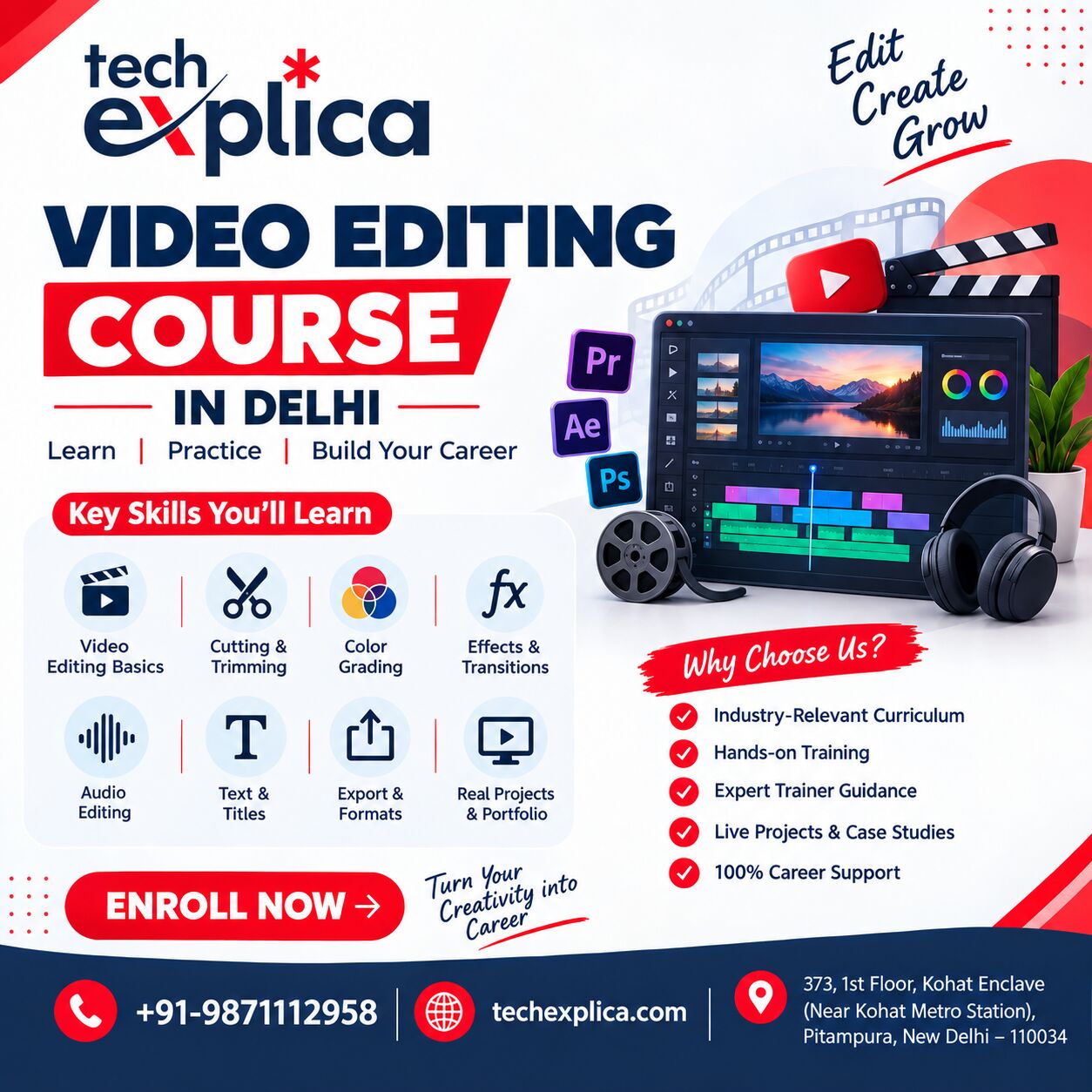 New Delhi, Lessons Offered, Video Editing Course In Delhi