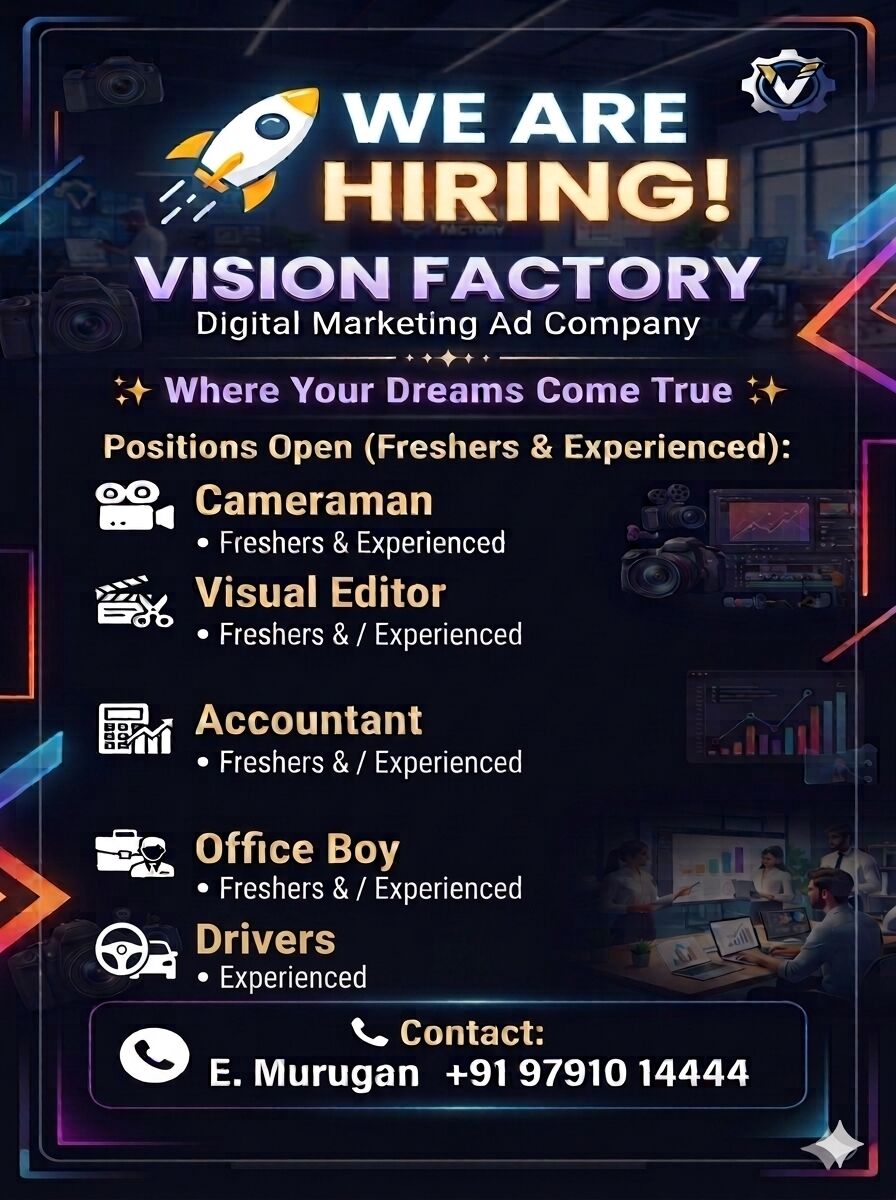 Chennai, Jobs, New Startup Vision Factory Digital Marketing Company