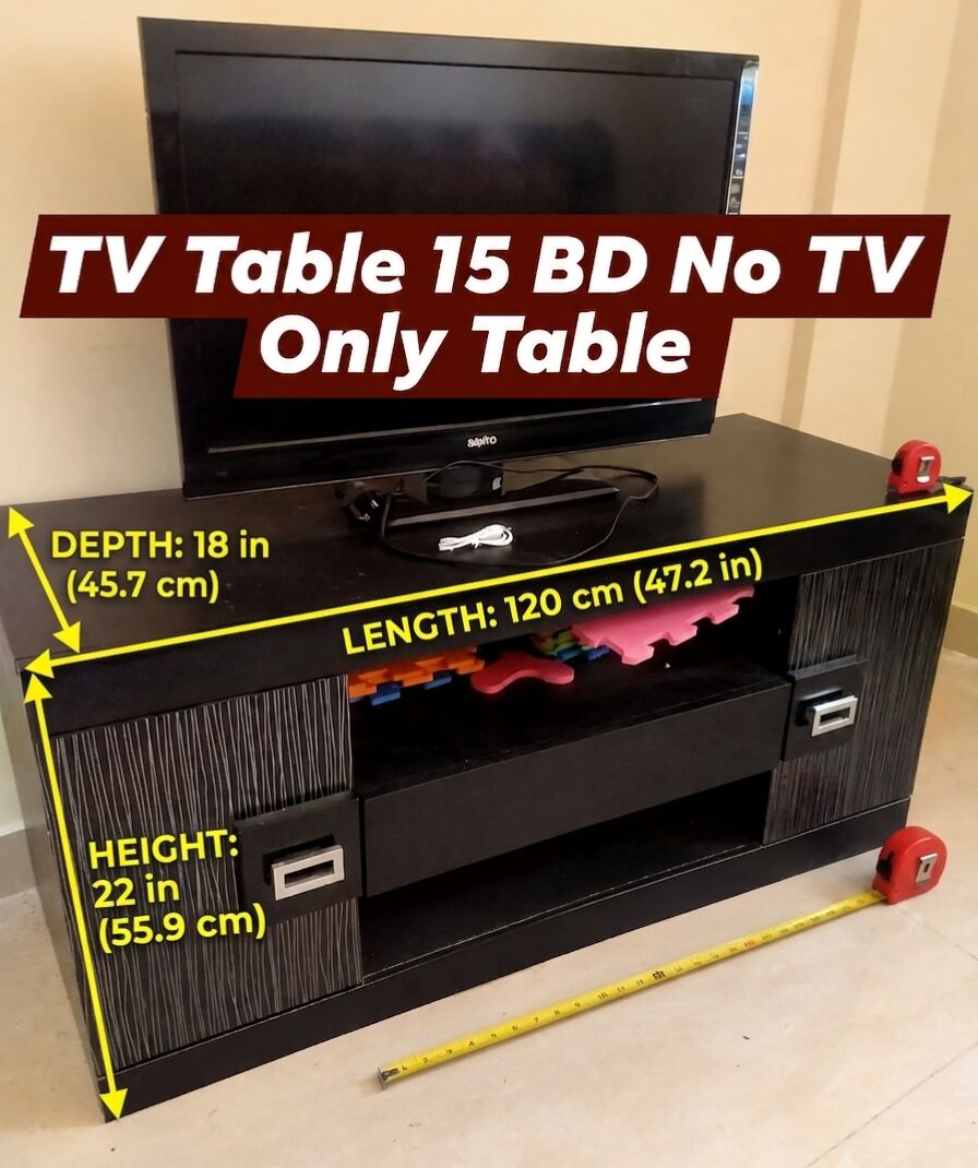 Hoora, Furniture, BHD 15,  Wooden TV Table Stand (120x18x22 Inch) - Dark Brown...36471122
