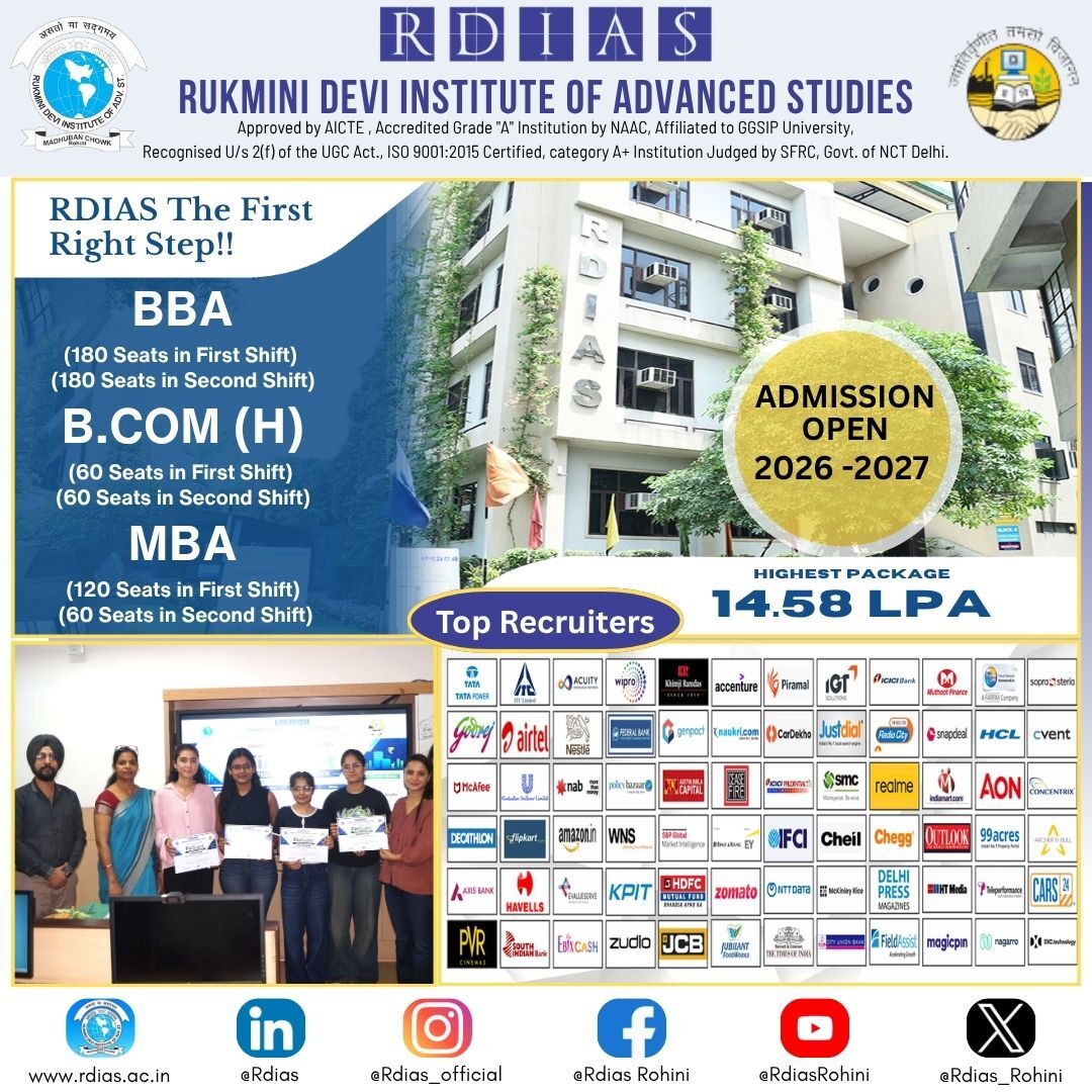 Rohini, Education, Top MBA Colleges In IP University, GGSIPU & Delhi NCR - RDIAS