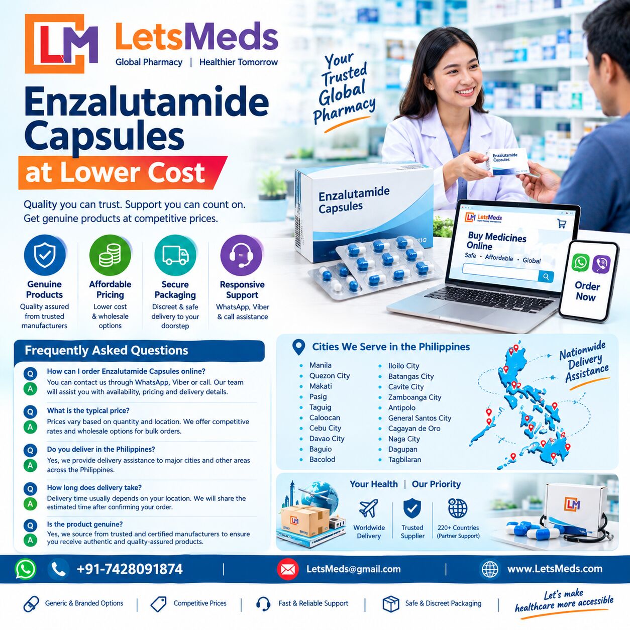 Cebu City, Health & Beauty Items, PHP 1,  Enzalutamide Capsules At Lower Cost In The Philippines