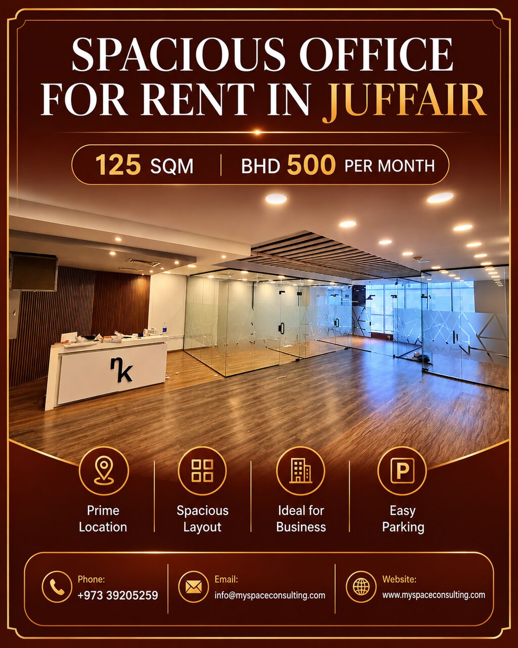 Juffair, Offices, BHD 500,  125 Sq. Meter,  SPACIOUS OFFICE FOR RENT IN JUFFAIR