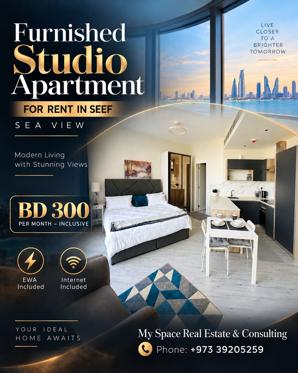 Al Seef, Apartments, Flats, Houses & Villas, BHD 300/month,  Furnished,  Studio,  COZY   APARTMENT FOR RENT IN SEEF