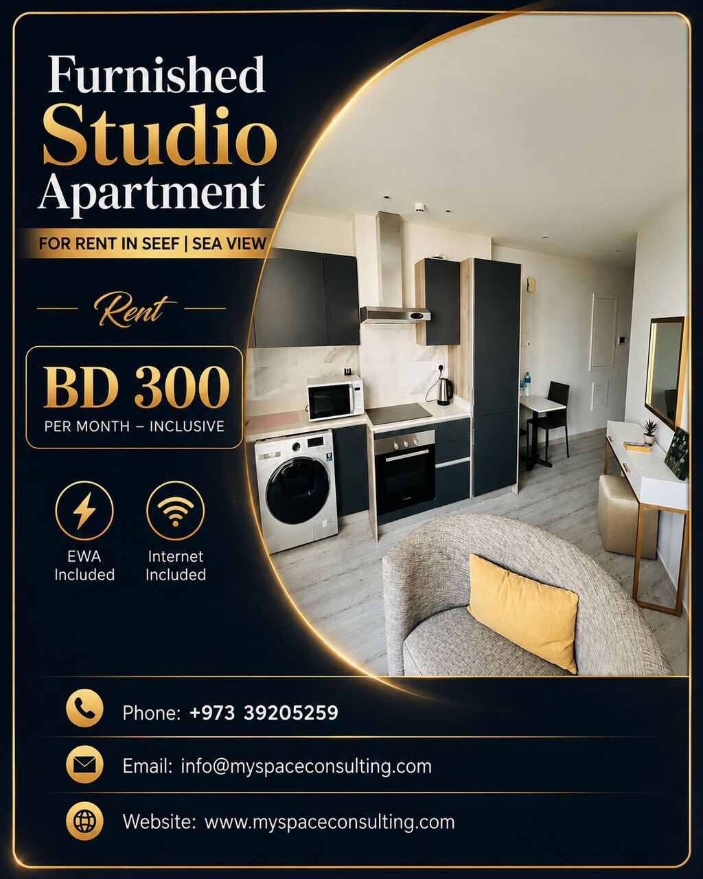 Al Seef, Apartments, Flats, Houses & Villas, BHD 300/month,  Furnished,  Studio,  COZY   APARTMENT FOR RENT IN SEEF