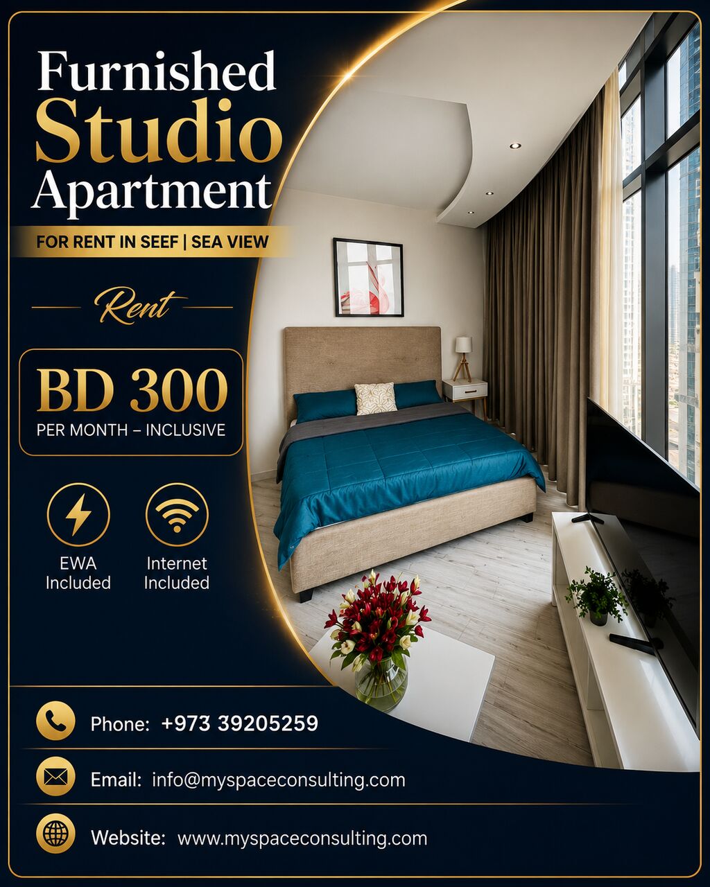 Al Seef, Apartments, Flats, Houses & Villas, BHD 300/month,  Furnished,  Studio,  COZY   APARTMENT FOR RENT IN SEEF