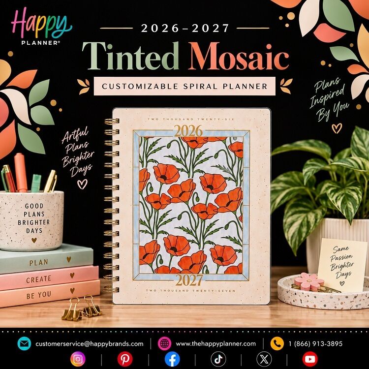 New York, Books, USD 11,  2026&ndash;2027 Tinted Mosaic Customizable Spiral Planner