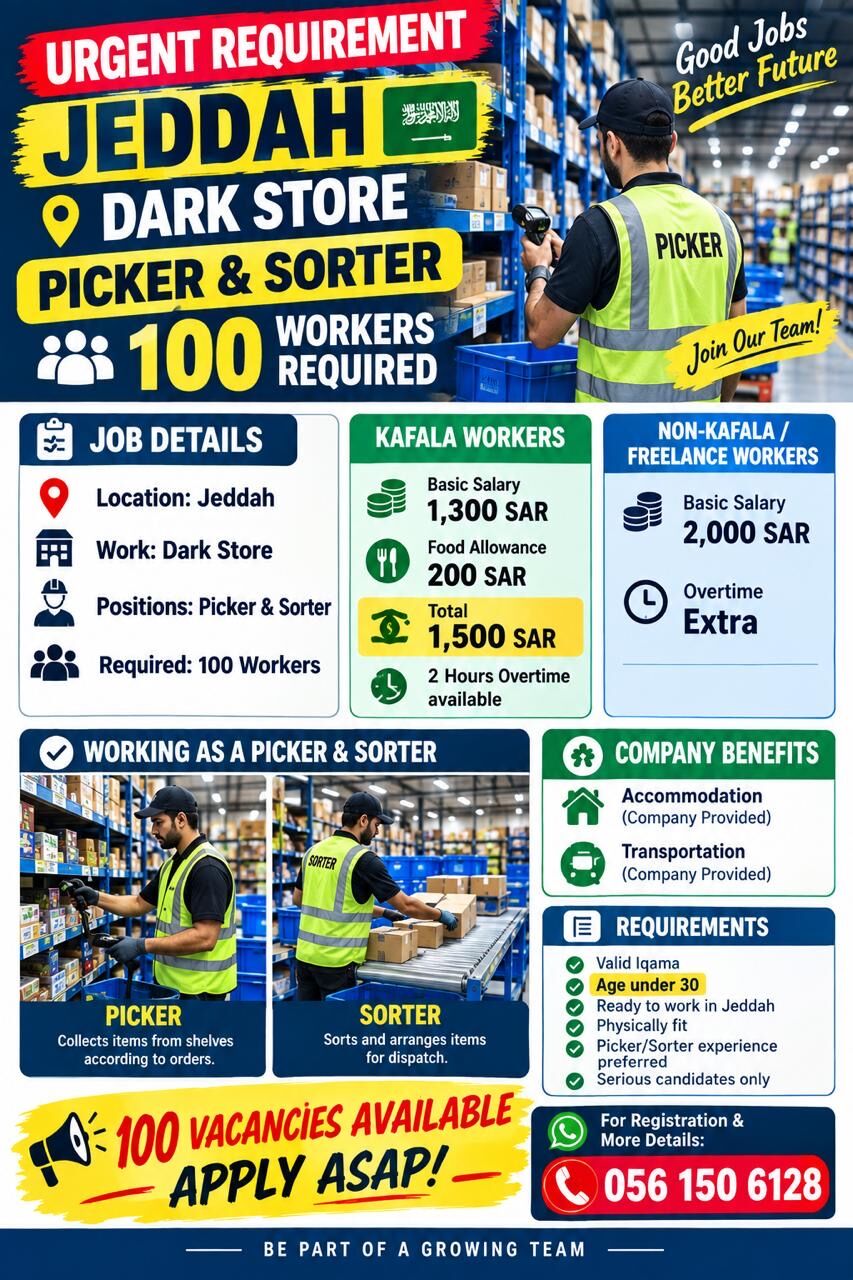 Jeddah, Jobs, Pickers & Sorters