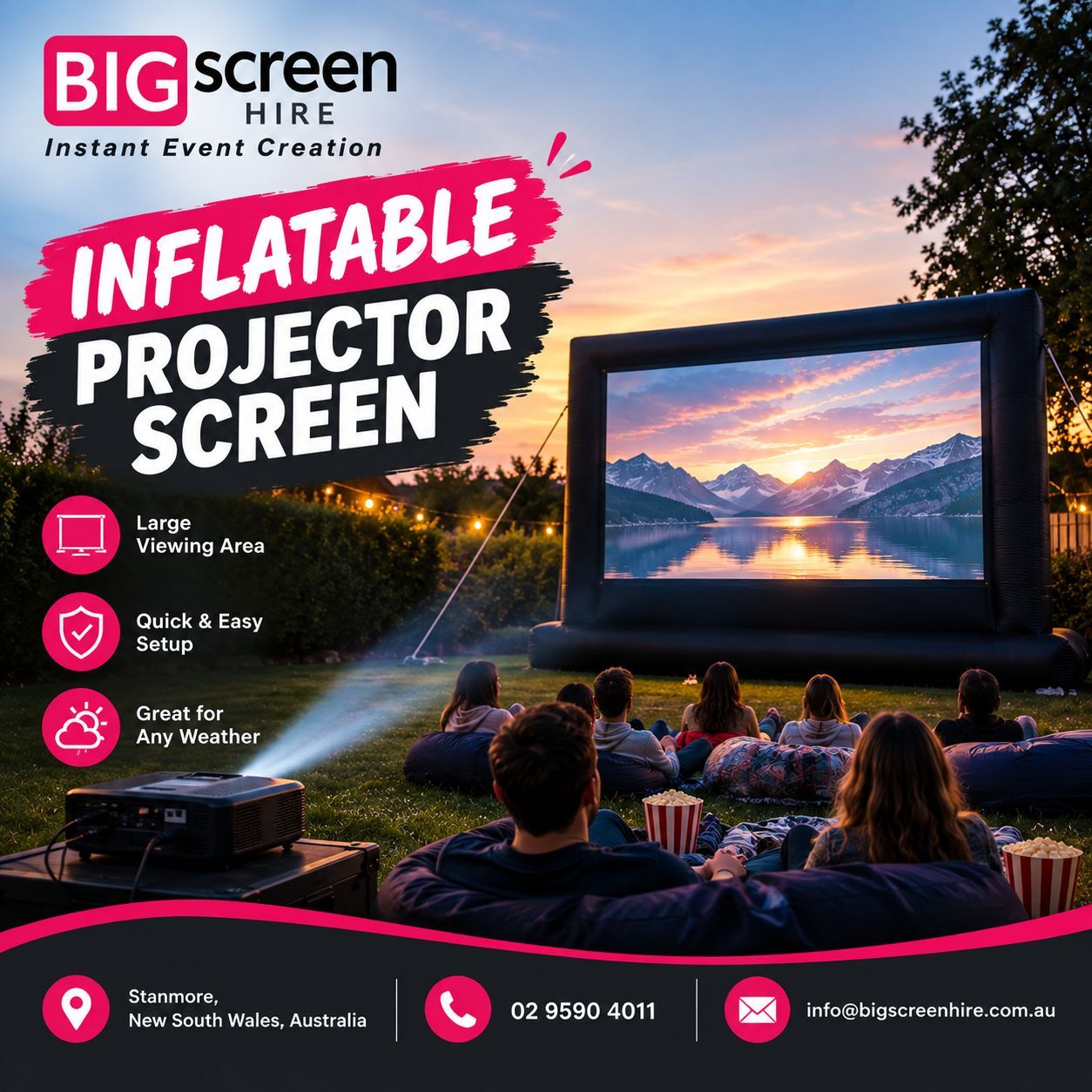Sydney, Equipment Rental, Inflatable Projector Screen For Memorable Events In Sydney