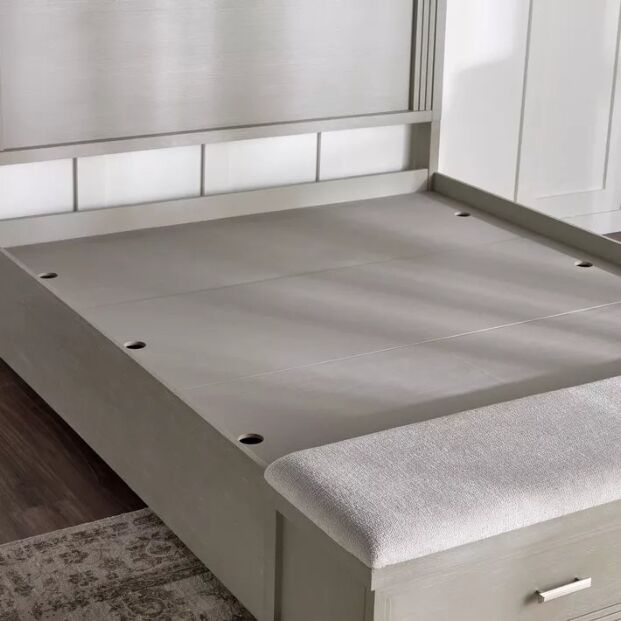Riyadh, Furniture, SAR 2650,  House Clearance: Solid Wood King Bed With Storage, Bench And LED Headboard Lighting