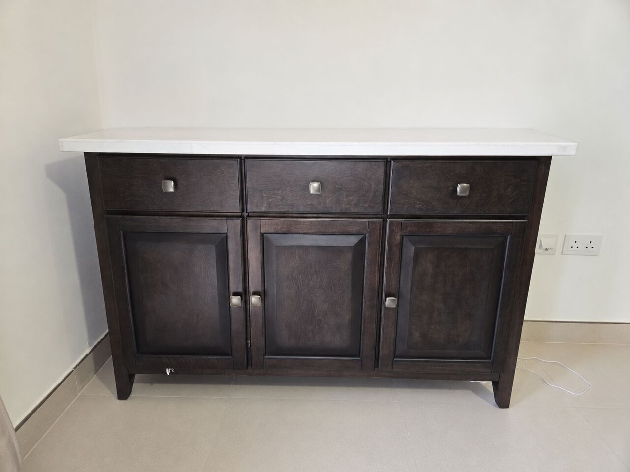 Riyadh, Furniture, SAR 1260,  House Clearance: Genuine Marble Top 3-Door Sideboard With 3 Drawers