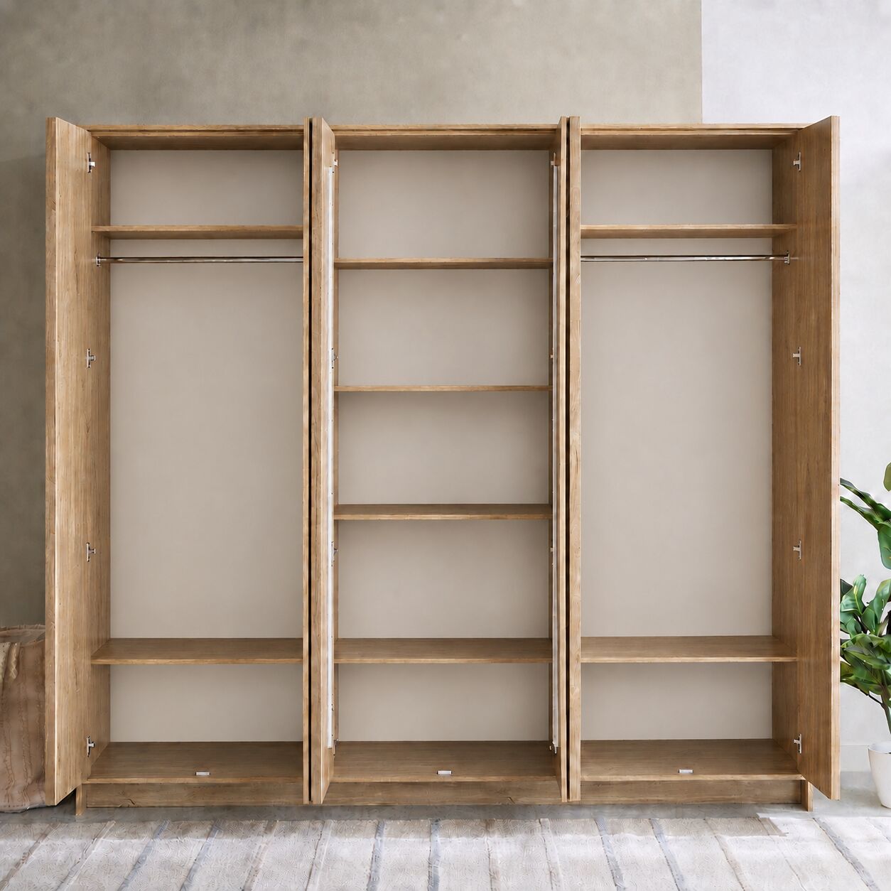 Riyadh, Furniture, SAR 1600,  House Clearance: 6-Door Tall Melamine Wardrobe With Mirrors