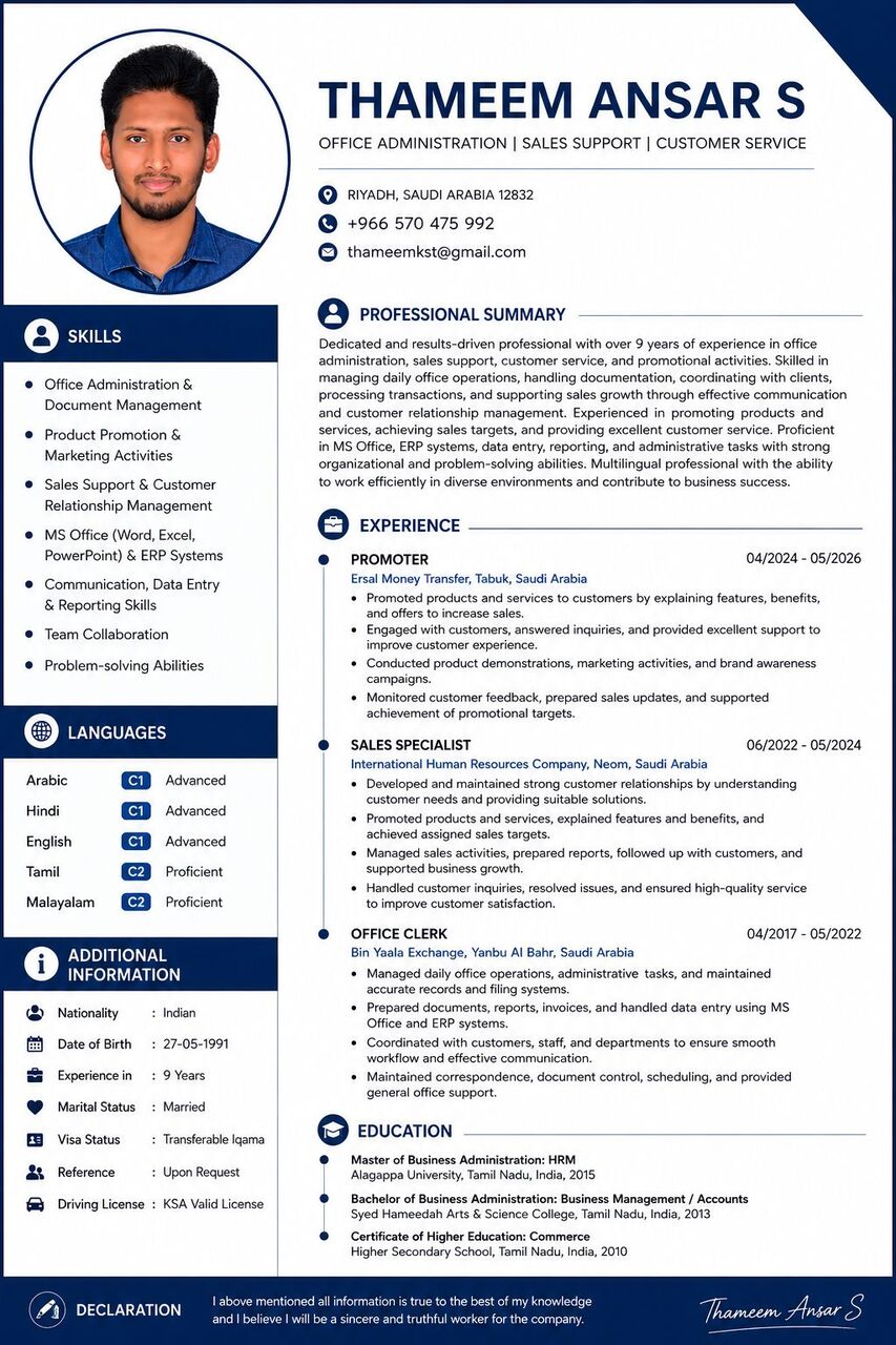 Riyadh, Job Seekers, LOOKING FOR SALES & MARKETING POSITION