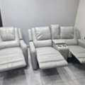 SAR 2500,  Light Grey Rexine 6-Seater & 2 Separate Recliner Sofa Set &ndash; Excellent Condition