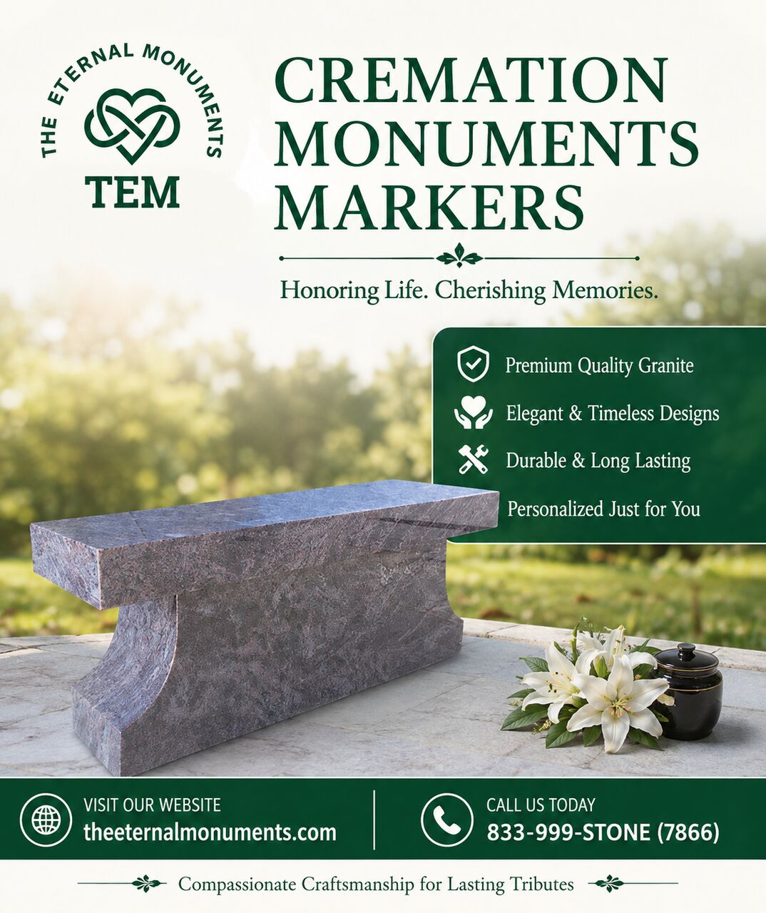 New York, Business, Cremation Monuments Markers In La Grange Park