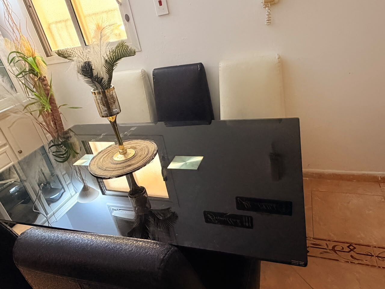 Riyadh, Furniture, SAR 700,  Dining Table In 8 Leather Chair In Excellent Condition For Sales