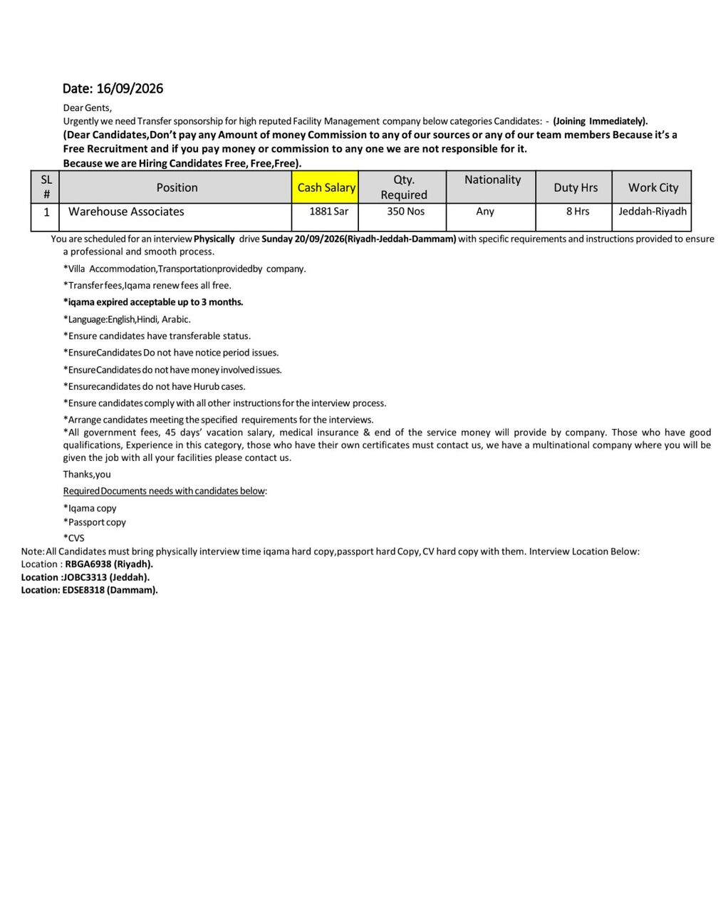 Khobar, Jobs, Werehouse Picker Job