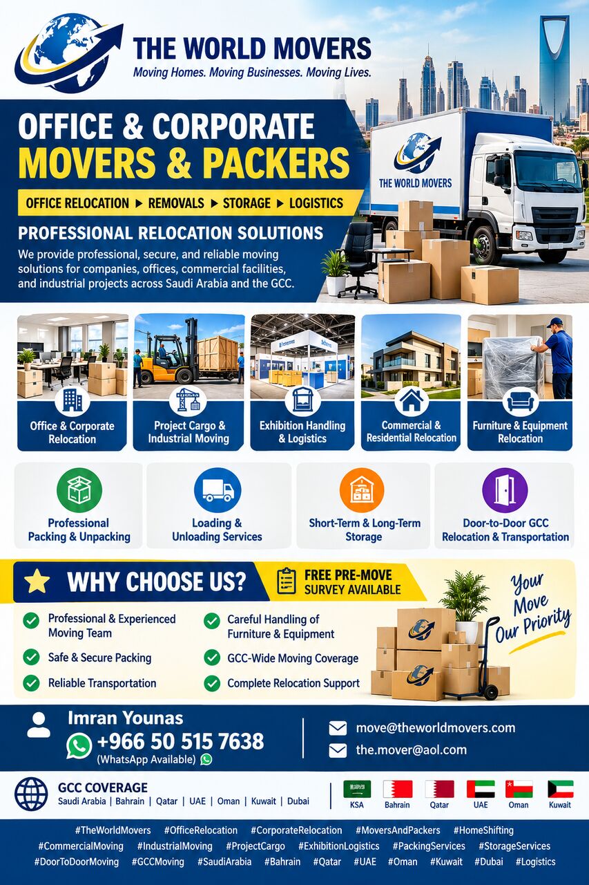 Khobar, Labor/Moving, OFFICE & CORPORATE MOVERS AND PACKERS►REMOVALS & STORAGE►PROFESSIONAL TEAM► 0505157638...~