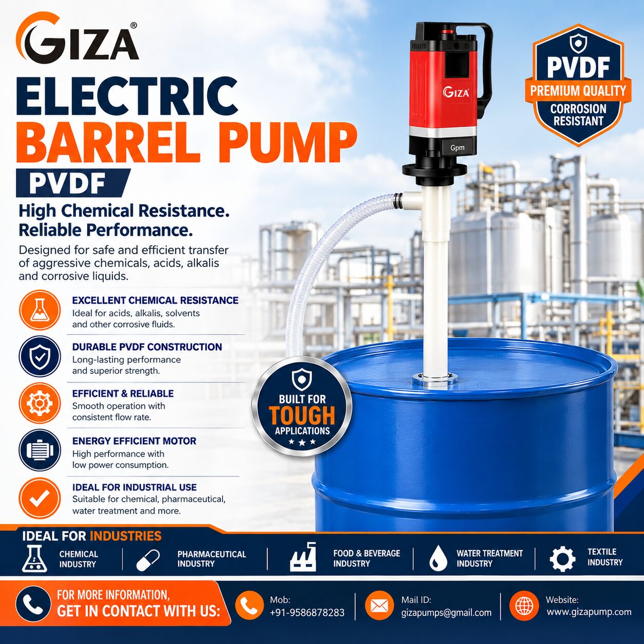 Ahmedabad, Wholesale Products, Electric Barrel Pump PVDF Dealers For Industrial Applications