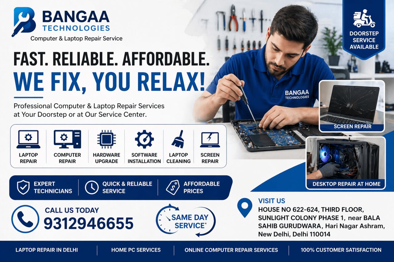 New Delhi, Computer, BAANGA TECHNOLOGY &ndash; Laptop Cleaning Service & Laptop Repair In Delhi