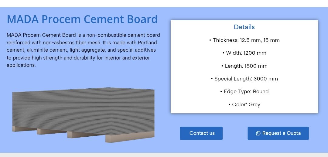 Jeddah, Materials, Mada Cement Boards For Sale
