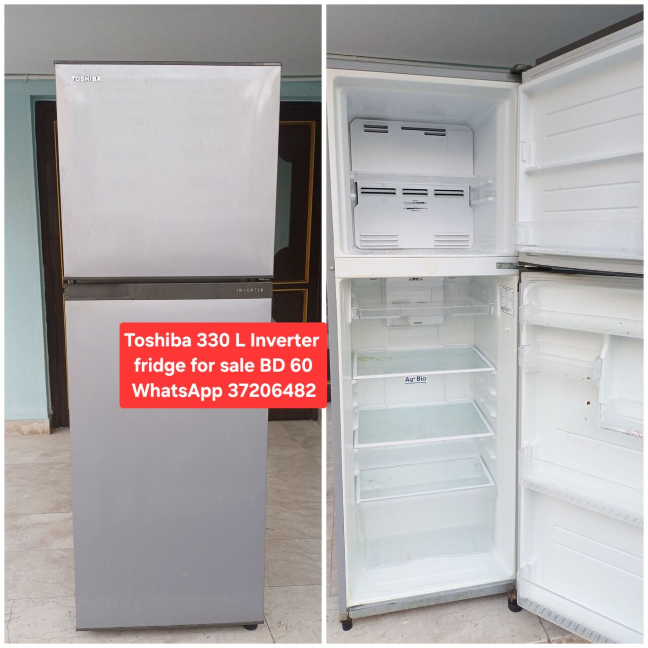 Manama, Appliances, BHD 60,  ✅️ Toshiba 330 L Inverter Fridge For Sale In Good Condition With Delivery