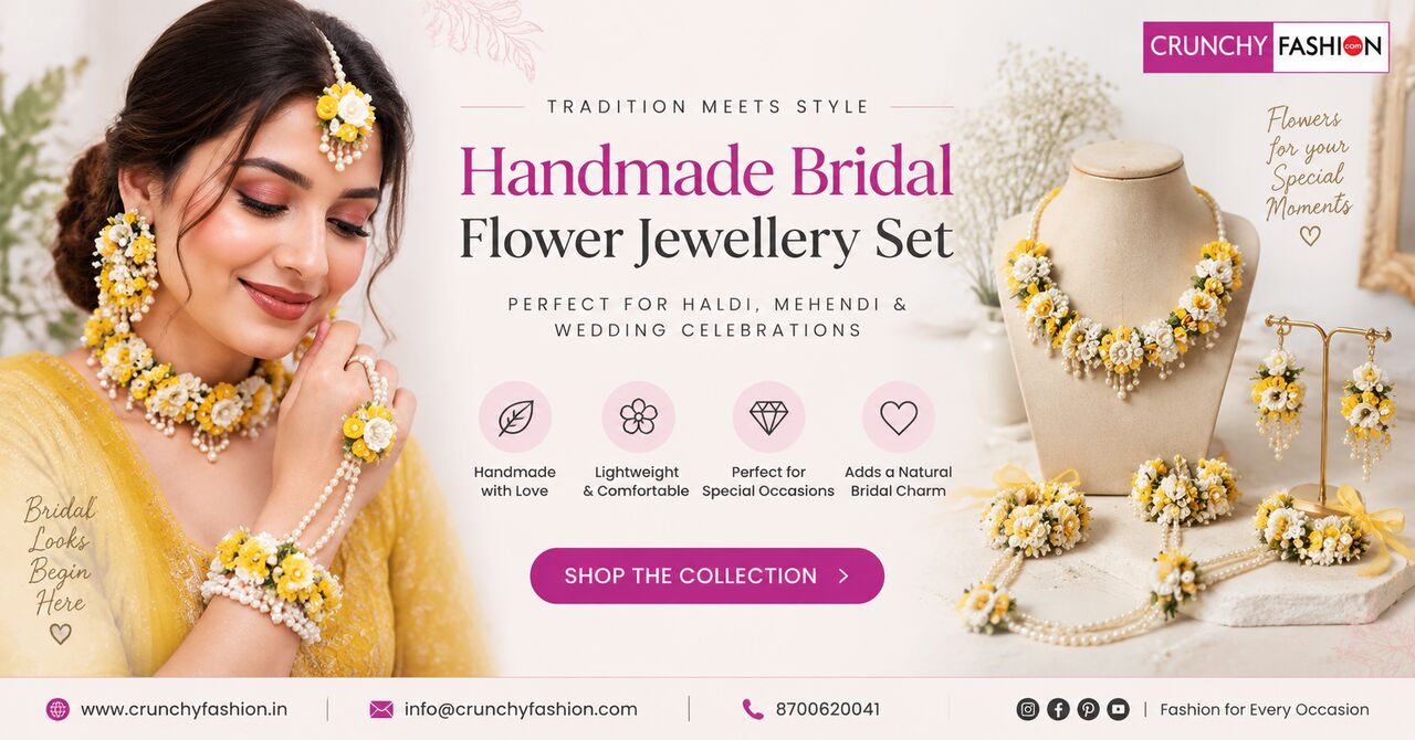 Lucknow, Jewelry, Elegant Handmade Flower Jewellery Set For Bridal Haldi & Wedding Look
