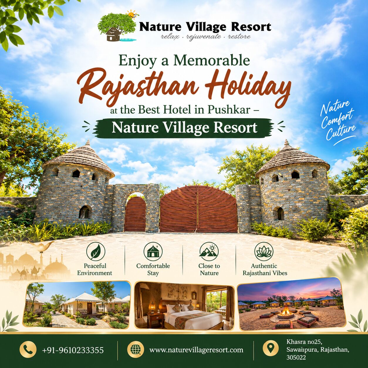 Jaipur, Restaurants, Enjoy A Memorable Rajasthan Holiday At The Best Hotel In Pushkar &ndash; Nature Village Resort