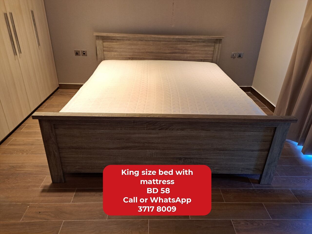 Manama, Furniture, BHD 58,  @@king Size Bed With Mattress In Good Condition For Sale With Delivery