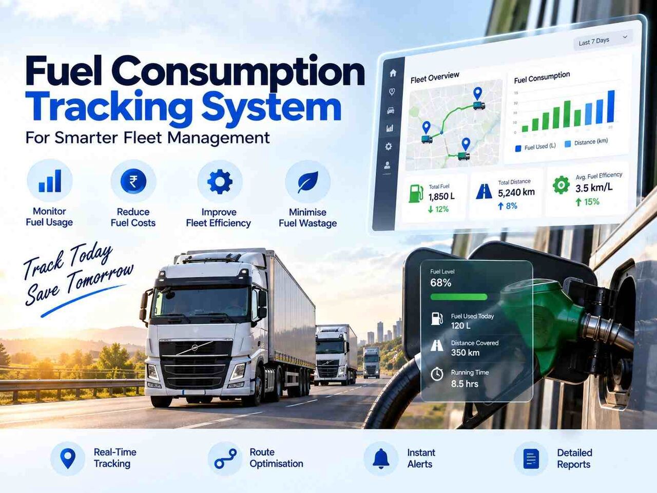 Ahmedabad, Electronics, Fuel Consumption Tracking System For Smarter Fleet Management